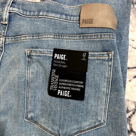 Paige Federal Straight Slim Fit Jeans in Nielson Mens Size 38 - Picture 9 of 9